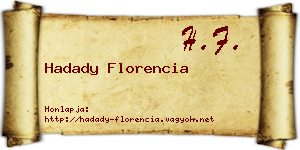 Hadady Florencia névjegykártya